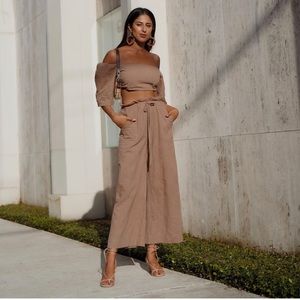Petal & Pup Brown Off The Shoulder Set